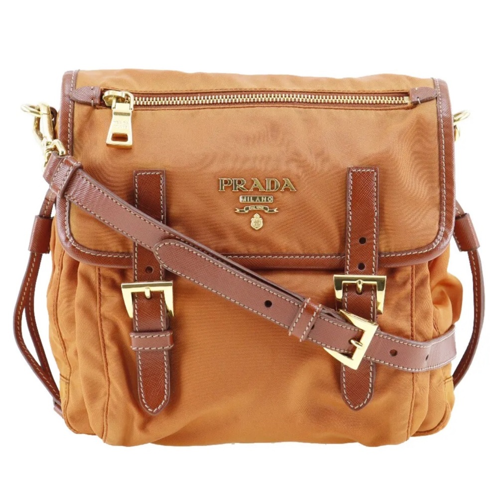 PRADA Shoulder Bag Orange Nylon Women